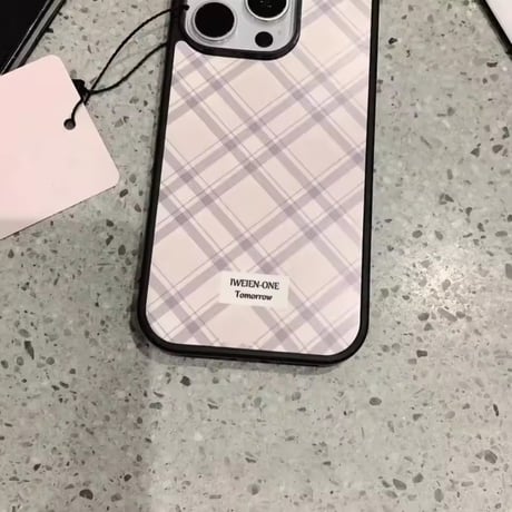 S75442 ミルキーピンクチェックiPhoneケース