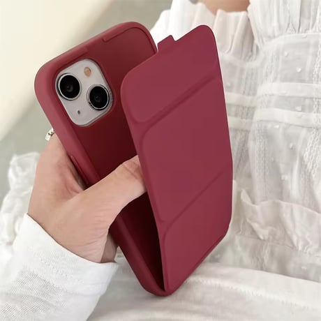 K23031 くすみカラー背面スタンド付きiPhoneケース
