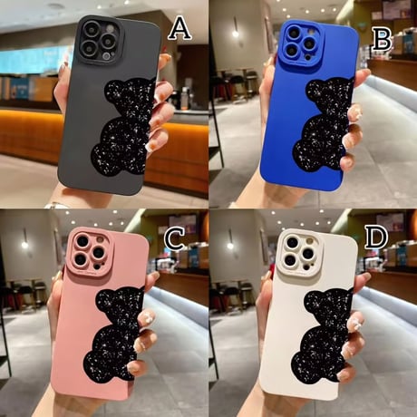 【即納商品】S74550 ブラックグリッターくまiPhoneケース