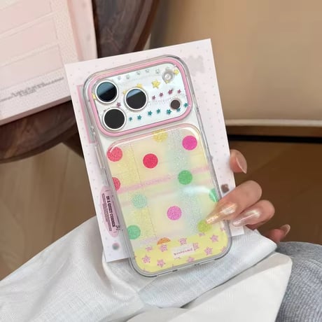 S75686 カラフルドットクリアiPhoneケース