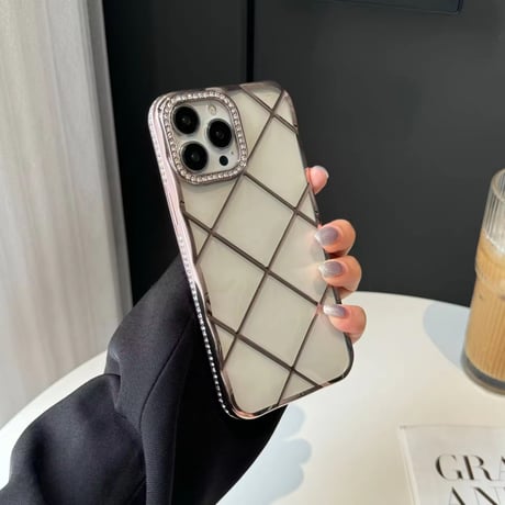 L62233 ダイヤキルティング風クリアiPhoneケース