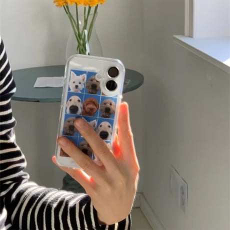 L62174 ドッグフォトグリッド iPhoneケース