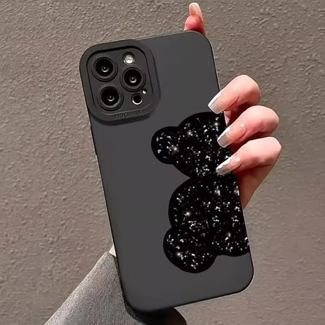 【即納商品】S74550 ブラックグリッターくまiPhoneケース