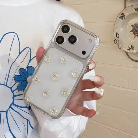 L62447 フラワーパールクリアiPhoneケース