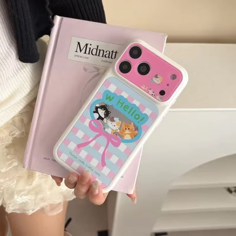 S75572 スリーキャットリボン iPhoneケース