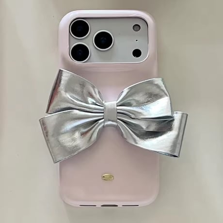S75145 ビッグメタリックリボン iPhoneケース