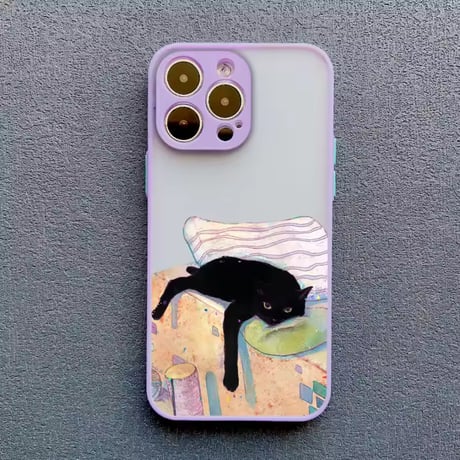 S75094 黒ねこの気まぐれアート iPhoneケース