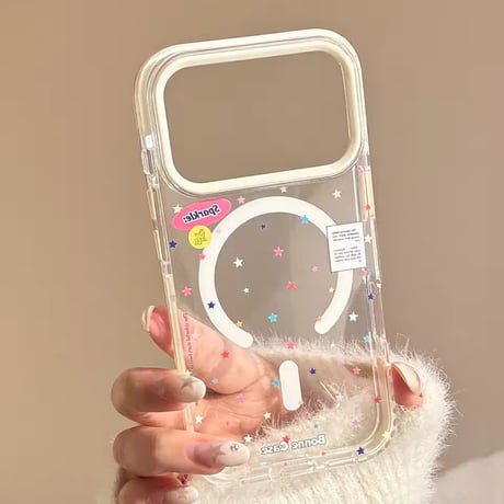 K23124 ハートリング付き スターダストクリアiPhoneケース