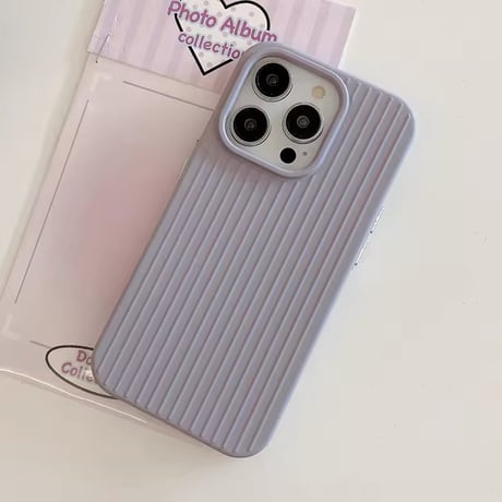 S74538 くすみカラーのリブデザインiPhoneケース