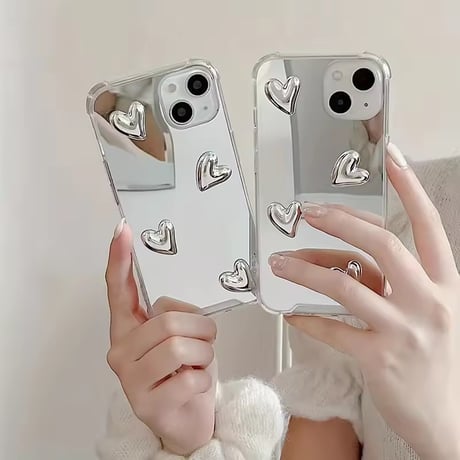 L62268 シルバーハートミラー iPhoneケース