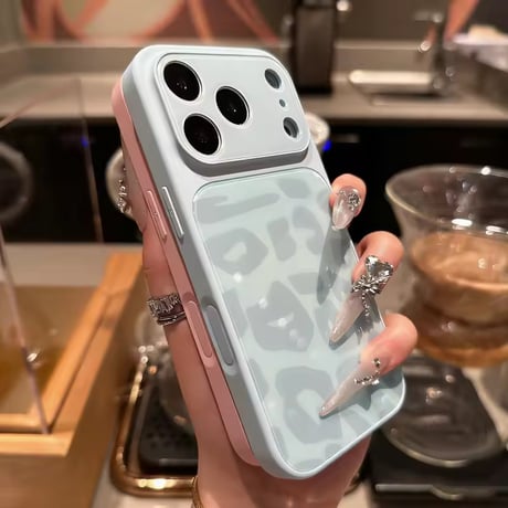 S75557 くすみレオパードカラー iPhoneケース
