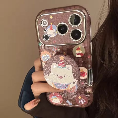 K23133 くまちゃんショコラ グリップ付きiPhoneケース