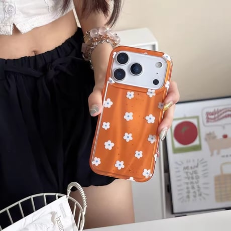 S75398 ビタミンオレンジ フラワーiPhoneケース