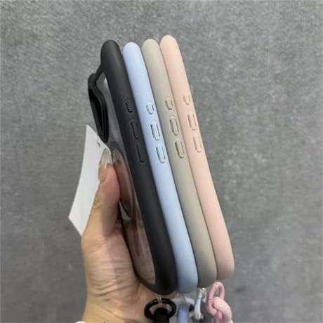 K66221 Cat Ears Strap iPhone Case（猫耳ストラップ付きクリアケース）
