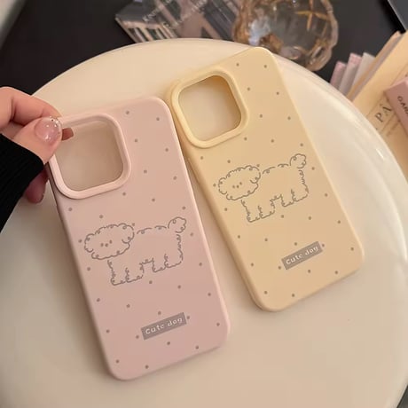 S74796 もこもこドッグのドットiPhoneケース