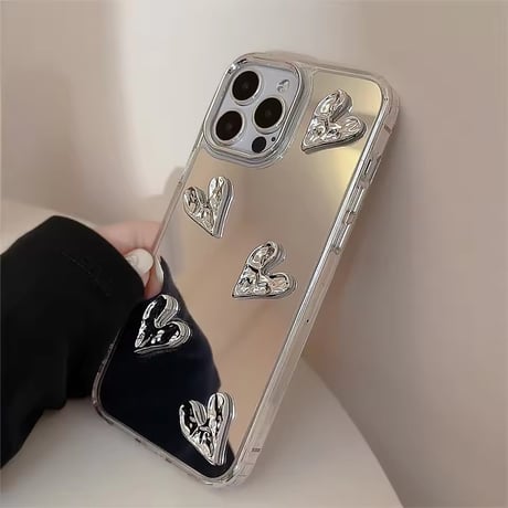 K23120 シルバーハートミラー iPhoneケース