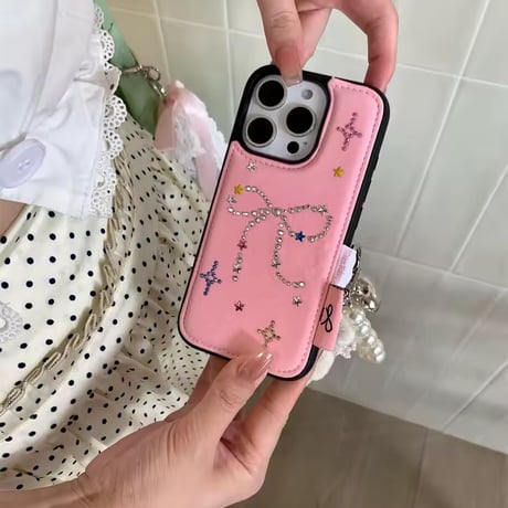 S74923 ビジューリボンスターダスト iPhoneケース