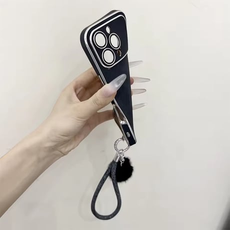 K23023 ファーストラップ付きデニム調iPhoneケース