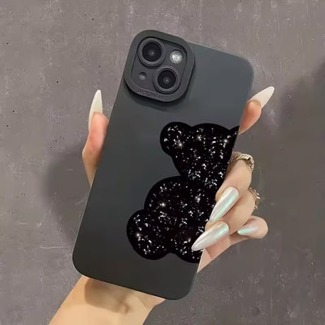 【即納商品】S74550 ブラックグリッターくまiPhoneケース