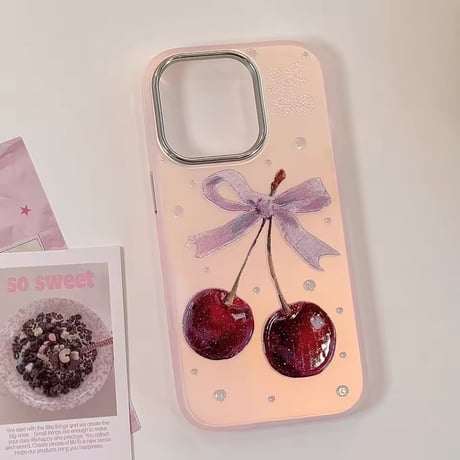 S74951 リボンチェリーのガーリーiPhoneケース