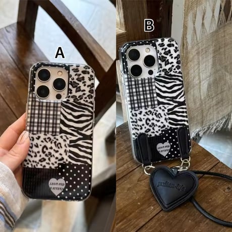 S75208 モノトーンパッチワーク iPhoneケース
