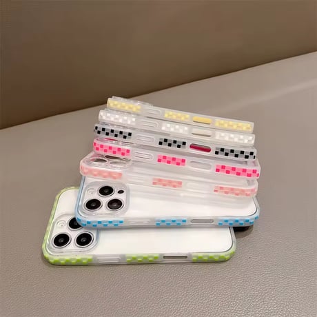 L62369 チェッカーボーダー クリアカラー iPhoneケース