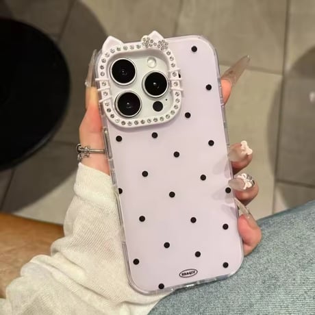 【即納商品】S74974 ドット×ジュエル猫耳カメラ iPhoneケース