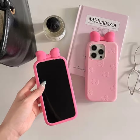 S75191 ぷっくりリボンピンクiPhoneケース