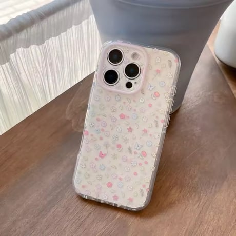 S75500 小花とビーズストラップのiPhoneケース