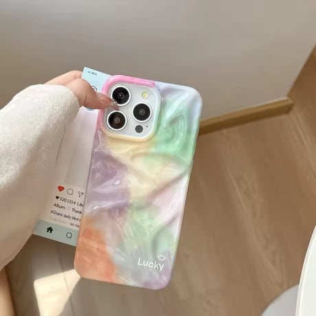 S74894 パステルマーブル＆フラワー iPhoneケース