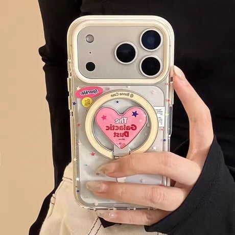 K23124 ハートリング付き スターダストクリアiPhoneケース