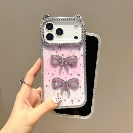 L62342 リボンスターグリッターiPhoneケース