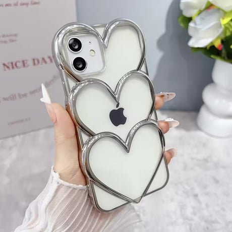 S75410 トリプルハートグリッターiPhoneケース