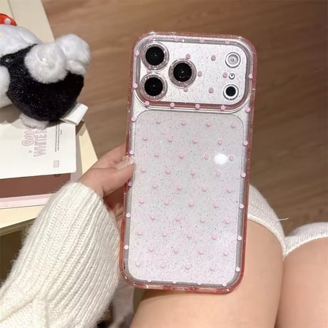 L62398 ドット柄 グリッタークリア iPhoneケース