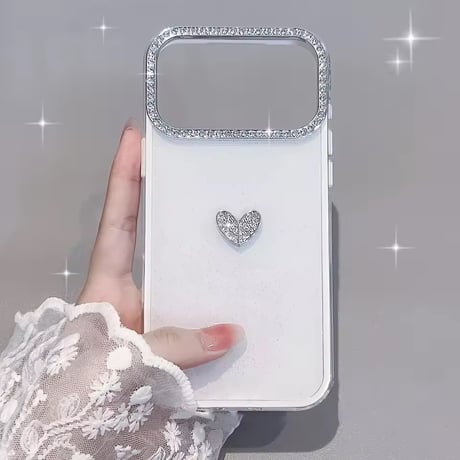 S75144 きらめきハートのホワイトラメ iPhoneケース