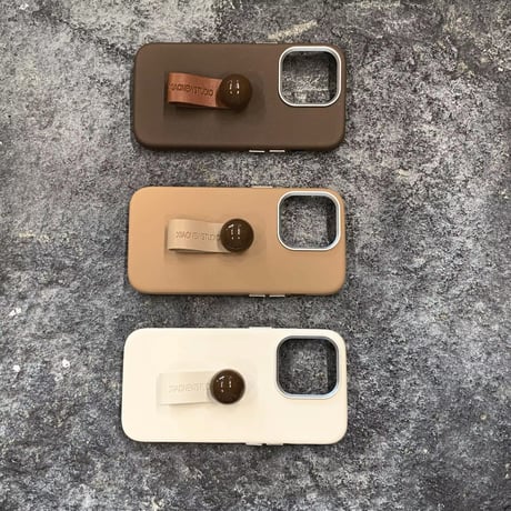 K22573 ハンドストラップ付き シンプルレザー風 iPhoneケース