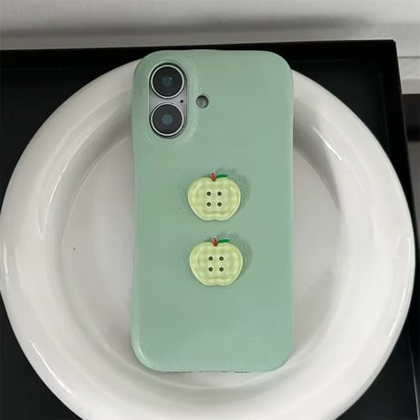S74655 ちょこんとチェックりんごのiPhoneケース