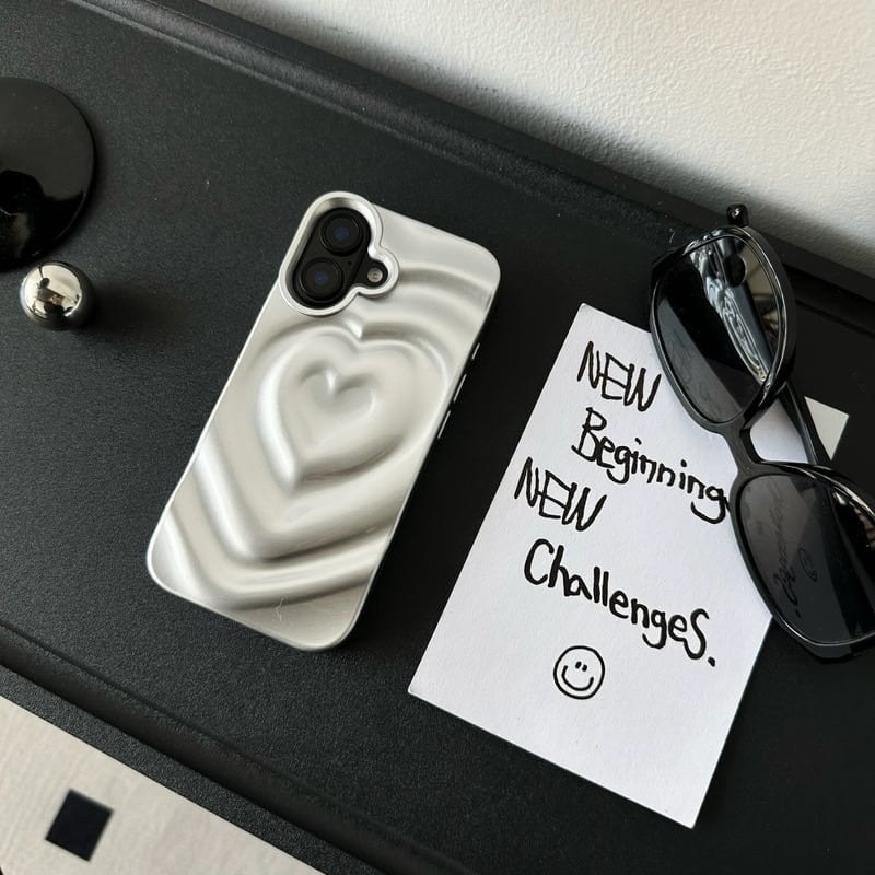 Heart shape silver iphoneケース S74431 | nanomita