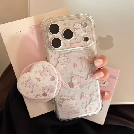 K23185 ねこちゃんハートMagSafeソケット付き iPhoneケース