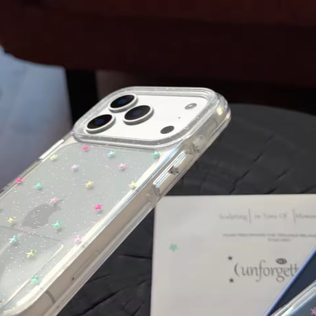 L62383 カラフル星ちりばめ クリアiPhoneケース