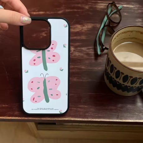 S74706 ピンクバタフライiPhoneケース