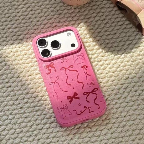 S75390 リボンシャワー ピンクiPhoneケース