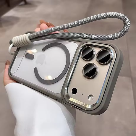 K23022 カラーフレームストラップMagSafeクリアiPhoneケース