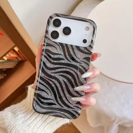 S75317 シルバーグリッター ゼブラiPhoneケース