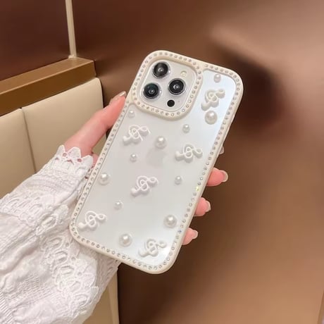 S74919 パール×ト音記号 ジュエリー iPhoneケース