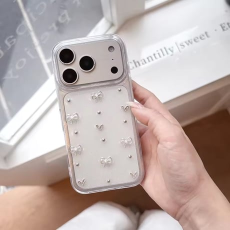L62477 きらめきリボンハートクリアiPhoneケース