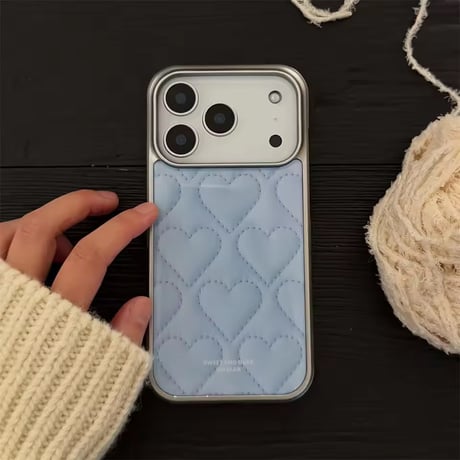 S75381 ハートキルティングプリントiPhoneケース