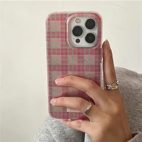 S74928 ガーリーピンクチェック iPhoneケース