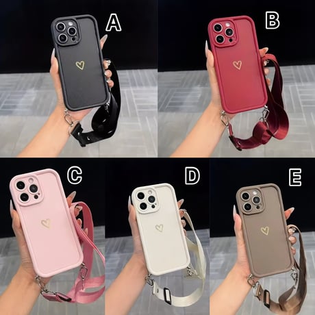 K23085 ミニハートワンポイントストラップ付きiPhoneケース