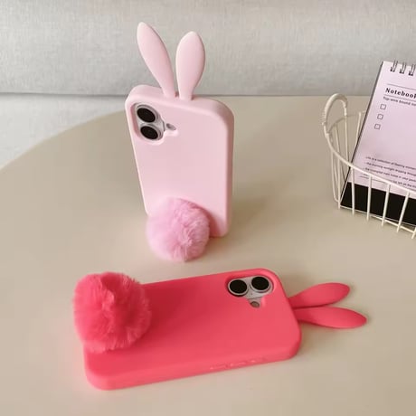 S75286 うさみみファーポンポンiPhoneケース